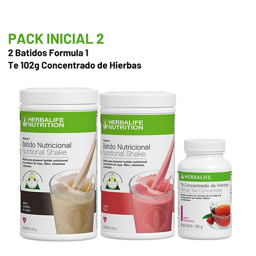 Pack Inicial 2 Herbalife con dos batidos Fórmula 1 y Té Concentrado de Hierbas